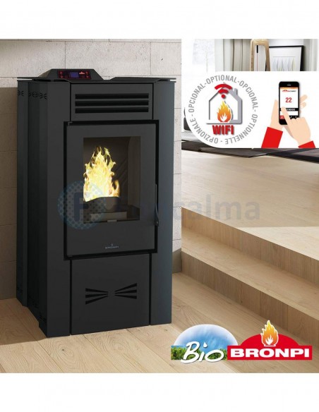 Estufa Pellet Eva-Nc 15 kW Negro - Bronpi