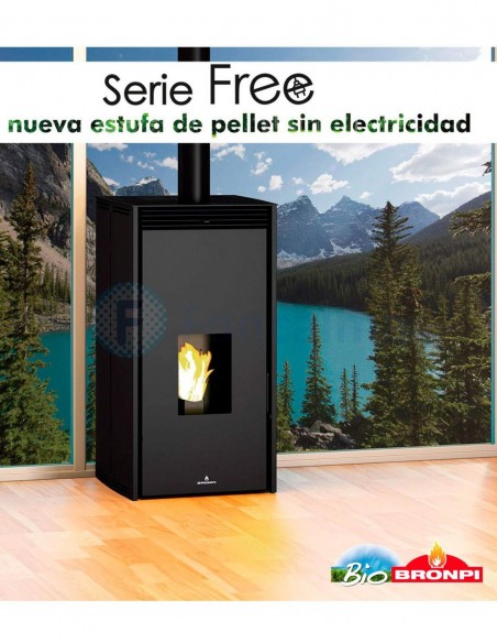 Estufa Pellet Free sin electricidad 11 kW - Marfil - Bronpi