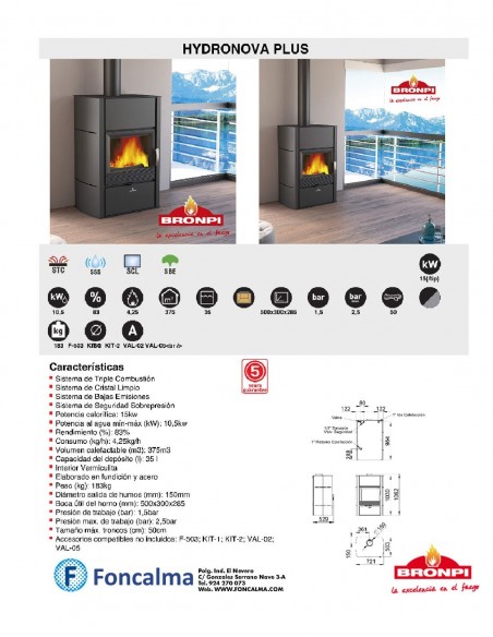 Hydronova Plus Termoestufa 15 kW - Bronpi