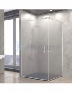 Uno Mampara Cuadrada Cristal New Glass, 2 Fijos + 2 Puertas - 80 x 80cm