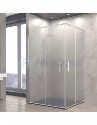 Uno Mampara Cuadrada Cristal New Glass, 2 Fijos + 2 Puertas - 80 x 80cm