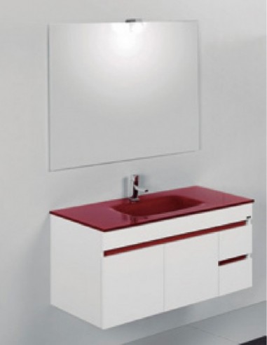 Eko Conjunto Suspendido Mueble Baño Blanco Banda-Roja - 60 x 50 x 46cm