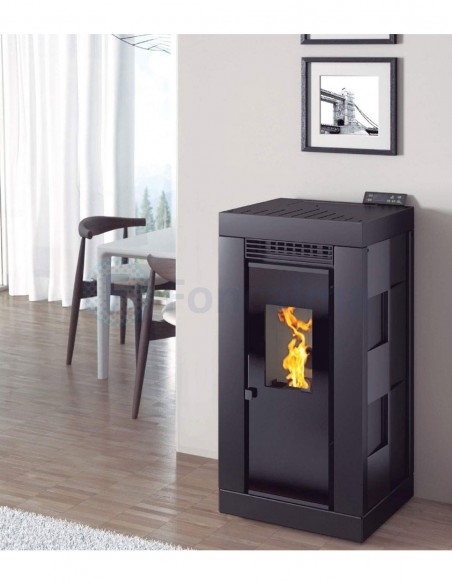 FM BP-102 K Negro Estufa Pellet Aire Cristal Serigrafiado 9,5 kW - FM Calefacción